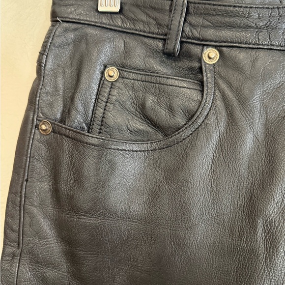 First genuine leather Black bootcut Leather Pants in size 10 - Picture 4 of 12